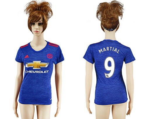Women's Manchester United #9 Martial Away Soccer Club Jersey - Click Image to Close